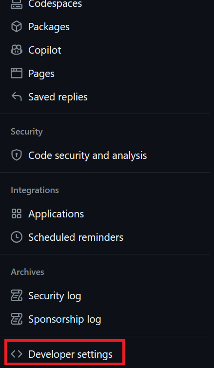 developer settings